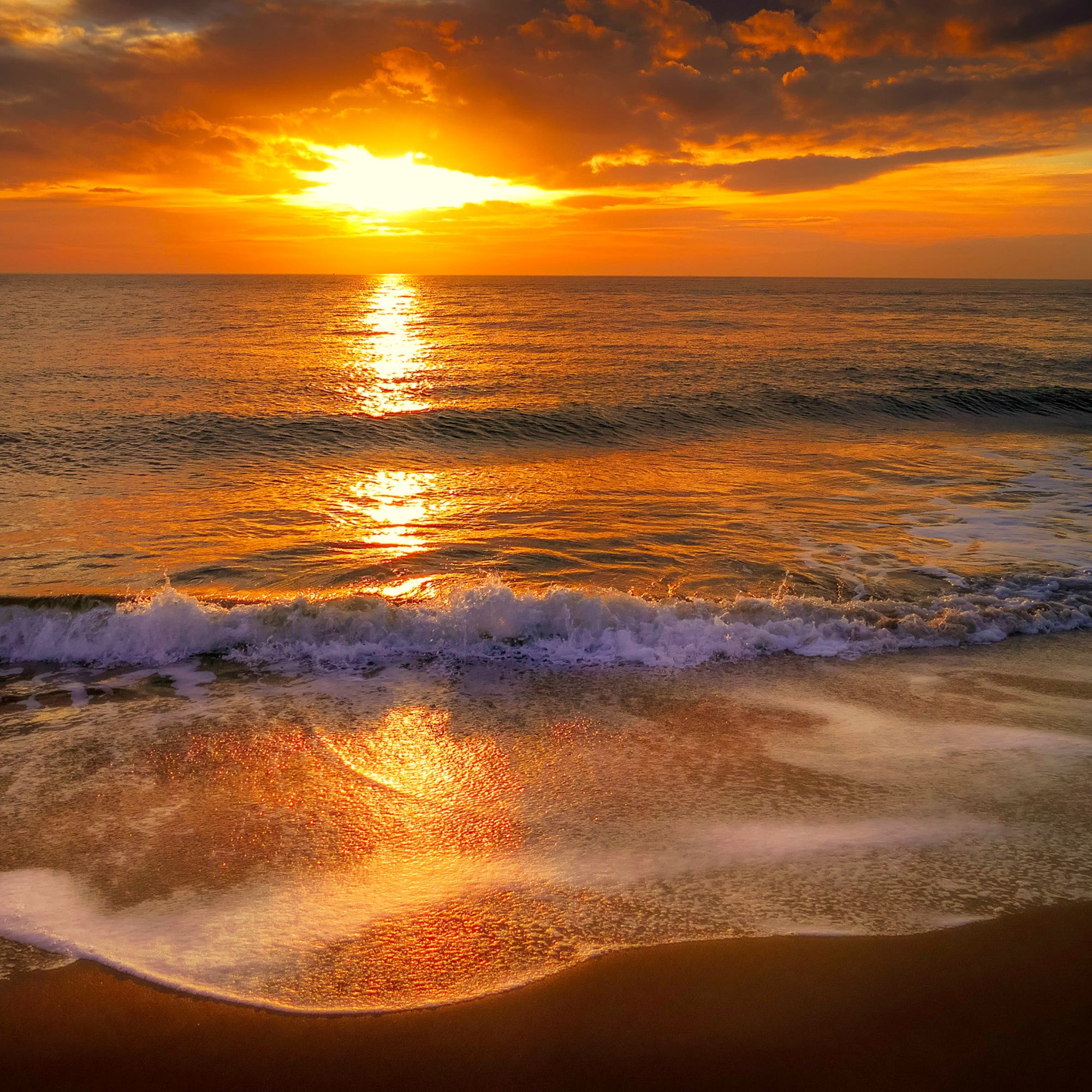 Sunset over the water on the Texas coast
